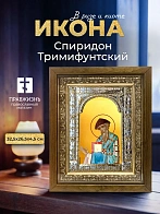 Икона Спиридон Тримифунтский в ризе и деревянном киоте, 33х27 см