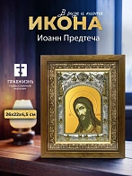 Икона Иоанн Предтеча в ризе и деревянном киоте, 26х22 см