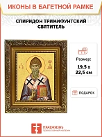 Икона Спиридон Тримифунтский святитель, широкая рамка 19,5х22,5х2 см 135