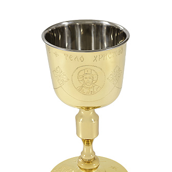 Потир-чаша №3 1, 0л с вкладышем (нерж. сталь) ручная гравировка золочение