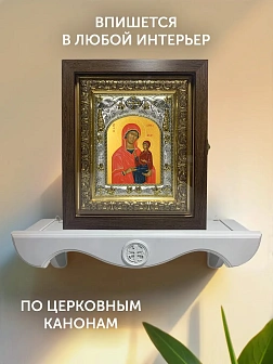 Икона Анна Мать Пресвятой Богородицы в ризе и киоте под дерево, 27х23 см