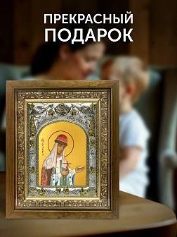 Икона Ольга Великая Княгиня в ризе и деревянном киоте, 26х22 см