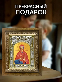 Икона Зинаида Тарсийская в ризе и деревянном киоте, 26х22 см