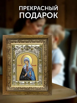 Икона Виктория Никомидийская в ризе и деревянном киоте, 26х22 см