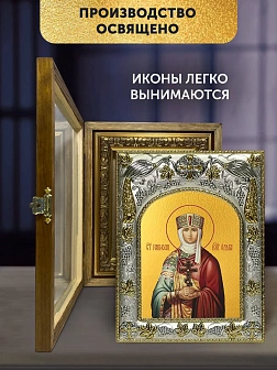 Икона Ольга Великая Княгиня в ризе и деревянном киоте, 26х22 см
