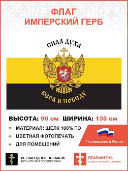 Флаг 224 Сила Духа Вера в Победу 90х135 материал шелк для помещений
