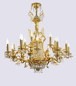 Паникадило 1 ярус 18 свечей золочение с хрусталём