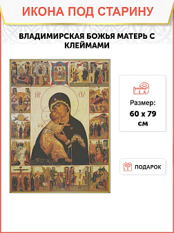Икона Владимирская Божья Матерь с клеймами