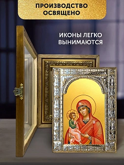 Икона Гребневская Божия Матерь в ризе и деревянном киоте, 33х27 см