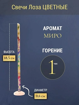 Набор Подсвечник оникс "вазочка", со свечами праздничные №80 (уп 50шт), 10 цветов по 5 шт (Радужная