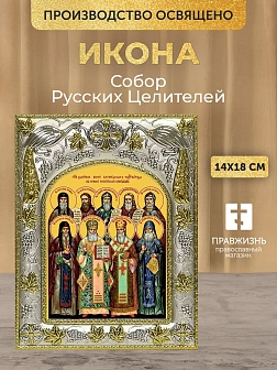 Икона Собор Русских Целителей в ризе, 18х14 см