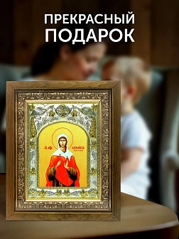 Икона Василисса Коринфская в ризе и деревянном киоте, 26х22 см
