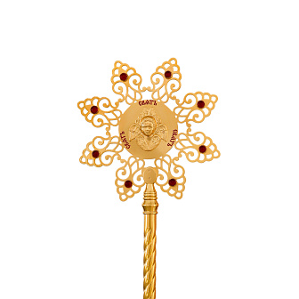 Рипида №23 выпиловка гравировка камни эмаль золочение (пара)