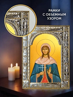 Икона Иулия Анкирская в ризе и деревянном киоте, 33х27 см