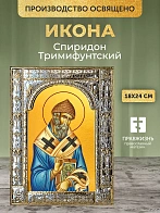 Икона Спиридон Тримифунтский в ризе, 18x24 см