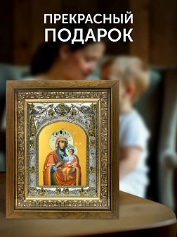 Икона Черниговско-Гефсиманская Божия Матерь в ризе и деревянном киоте, 26х22 см