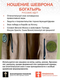 Шеврон Богатырь Русские идут пришивной оксфорд хаки диаметр 9 см 1 шт