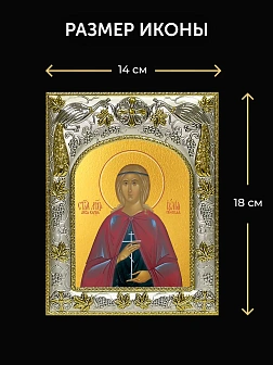 Икона Иулия Карфагенская в ризе и киоте под дерево, 27х23 см