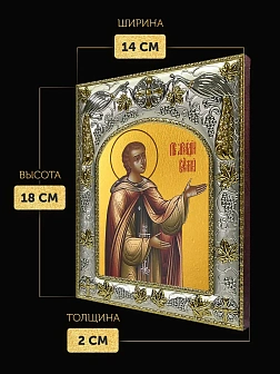 Икона Аркадий Новоторжский в ризе, 18х14 см