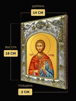 Икона Евгений Севастийский в ризе, 18х14 см