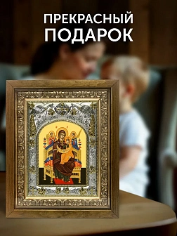 Икона Всецарица Божия Матерь в ризе и деревянном киоте, 26х22 см