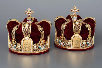 Венцы венчальные №4 / пара / филигрань, эмаль / золочение