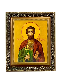 Икона Феодот Богдан Анкирский мученик, узкая рамка 17,5х20,5х2 см 169