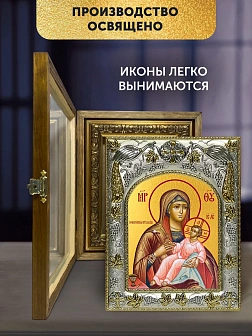 Икона Козельщанская Божия Матерь в ризе и деревянном киоте, 26х22 см