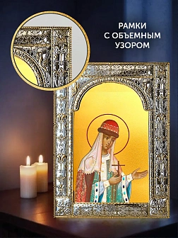 Икона Ольга Великая Княгиня в ризе и деревянном киоте, 33х27 см