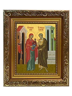 Икона складень Иоаким и Анна праведные и Ангел Хранитель 19х22х7 см 078