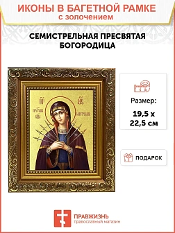 Икона Божией Матери "Семистрельная" с золочением поталью, 03065-УЛ