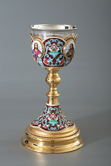 Потир 0.5л 4-финифти, филигрань, эмаль / золочение / серебряный стакан (УИН)