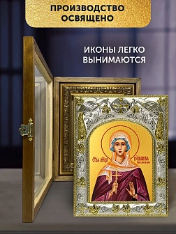 Икона Иулиания Россонская в ризе и деревянном киоте, 26х22 см