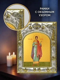 Икона Даниил Египтянин в ризе и деревянном киоте, 26х22 см