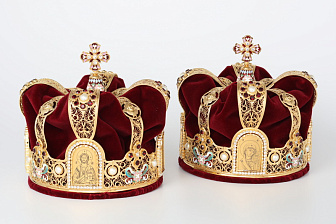 Венцы венчальные №4 / пара / филигрань, эмаль / золочение