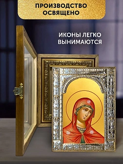 Икона Андрониковская Божия Матерь в ризе и деревянном киоте, 33х27 см