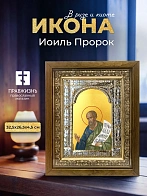 Икона Иоиль Пророк в ризе и деревянном киоте, 33х27 см