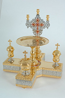 Блюдо всенощное №4 частичное золочение чеканка камни эмаль (с мельх. вклад.)