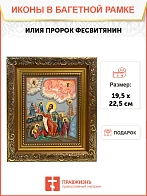 Икона Илии Фесвитянин пророк, широкая рамка 19,5х22,5х2 см 077