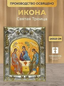 Икона Святая Троица в ризе, 18х14 см