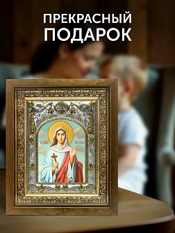 Икона Виктория Солунская в ризе и деревянном киоте, 26х22 см