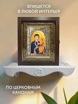 Икона Ченстоховская Божия Матерь в ризе и киоте под дерево, 33х27 см