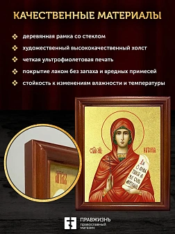 Икона Наталия мученица с золочением, деревянная рамка со стеклом 15х18х2 см 108