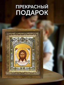 Икона Спас Нерукотворный в ризе и деревянном киоте, 26х22 см