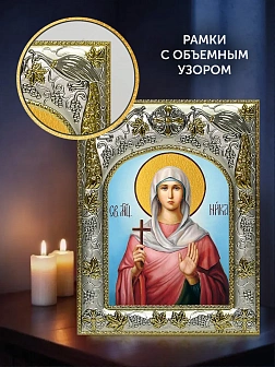 Икона Виктория Коринфская в ризе и деревянном киоте, 26х22 см