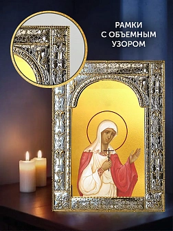Икона Наталия Никомидийская в ризе и деревянном киоте, 33х27 см
