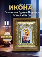 Икона Отчаянных Единая Надежда Божия Матерь в ризе и деревянном киоте, 26х22 см