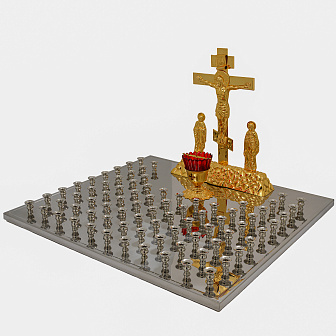 Крышка панихидного стола 80 свечей нержавеющая сталь частичное золочение