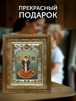 Икона Патрикий Ирландский в ризе и деревянном киоте, 26х22 см