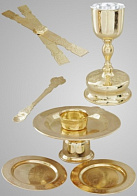 Потир 0.75 с принадлежностями с вкладышем (мельхиор) серебрение золочение